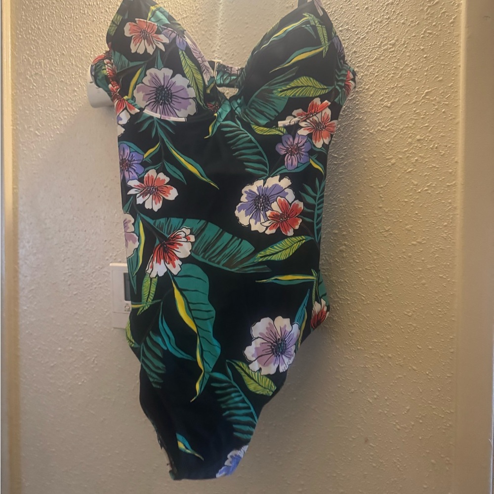 Missoni for Target Floral One Piece Swimsuit - Black, Green, Red, Purple